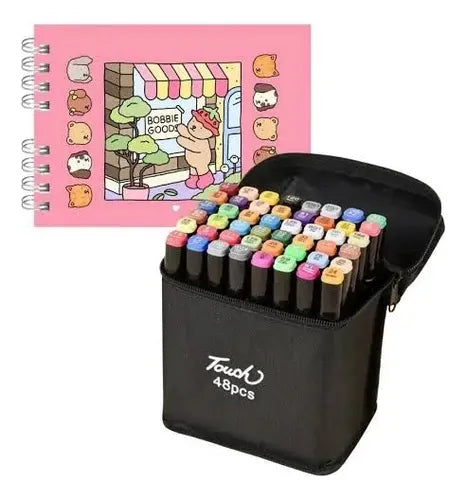Kit Dia das Crianças - Livro Bobbie Goods + 48 canetinhas touch ponta dupla
