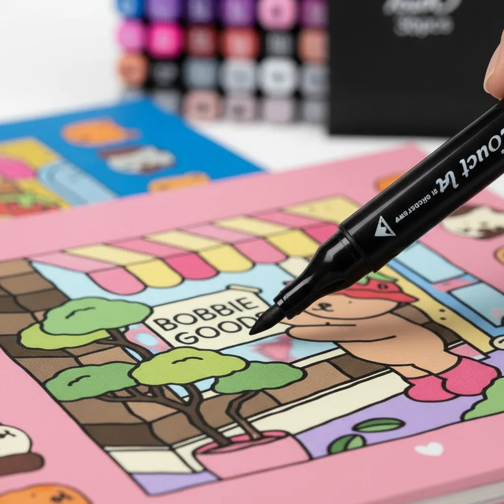 Kit Dia das Crianças - Livro Bobbie Goods + 48 canetinhas touch ponta dupla